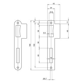 247WOOD freesmal sluitplaat 166x24 links